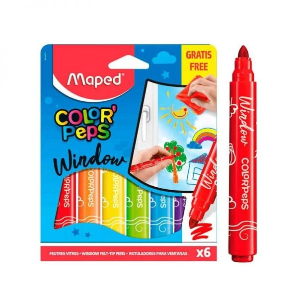 Maped Windowmarkers 844820, Glasstiften, Raamstiften Set/6 4 Maped Windowmarkers 844820, Glasstiften, Raamstiften Set/6 - Afbeelding 2