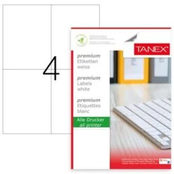 Tanex Wit Zelfklevend Etiket A4|105x148.6mm #TW-2204