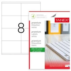 Tanex Wit Zelfklevend Etiket A4|105x70mm #TW-2208