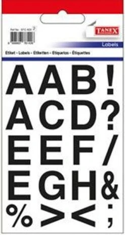 Tanex Etiketletters 20x20mm|Zwart #STC-423